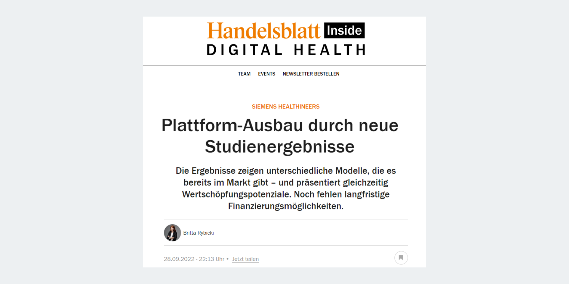 Studienergebnisse Plattformen |Handelsblatt Inside Digital Health